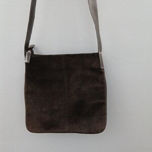Old Navy Dark Brown Suede Messenger Bag